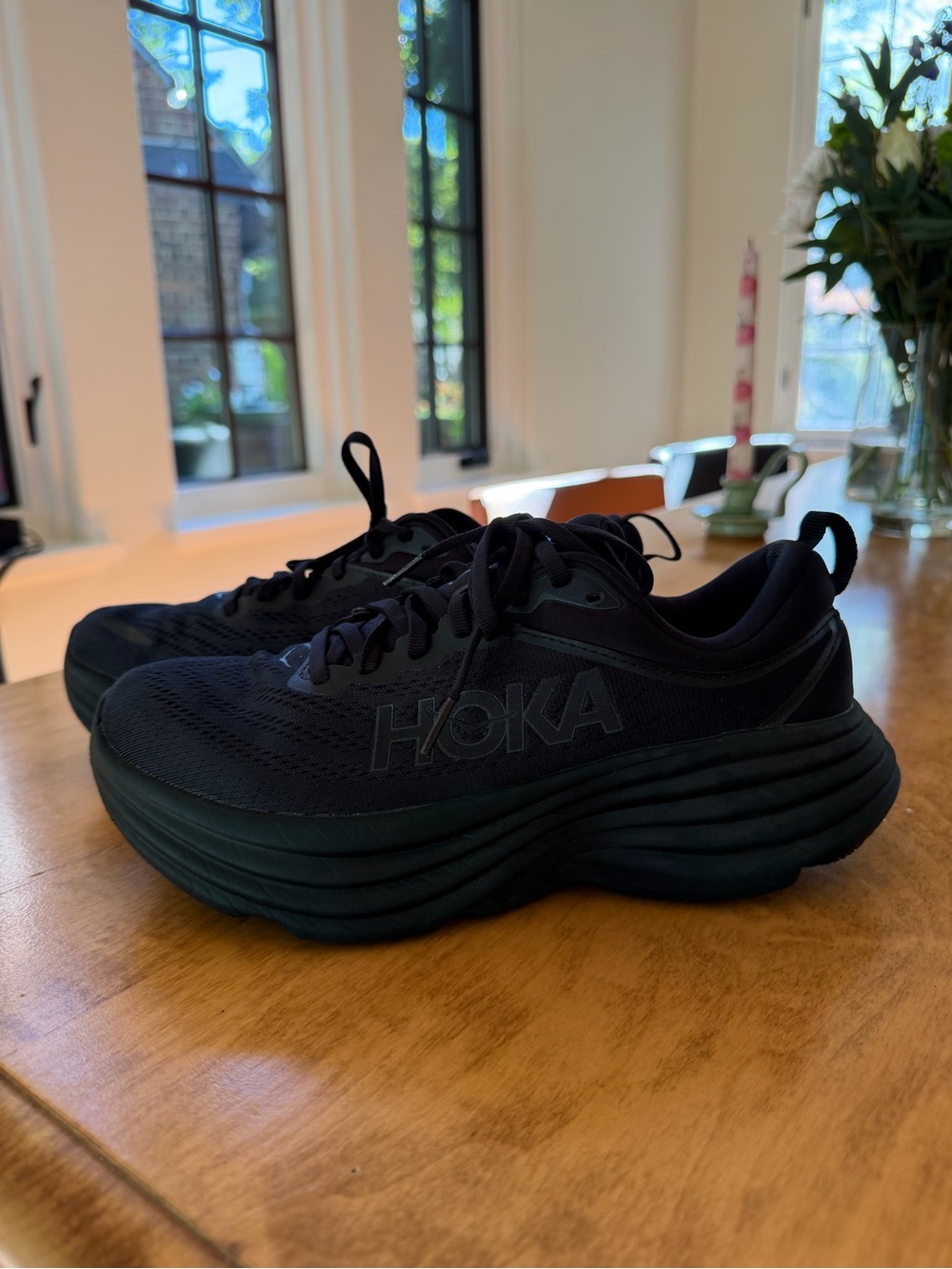 HOKA Men's All-Black Cushioned Running Shoes